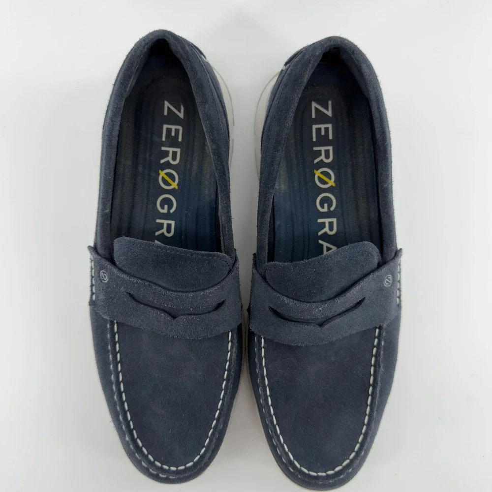 Cole Haan ZeroGrand Penny Loafer Navy Blue Suede Mens 10M Slip On Shoes‎